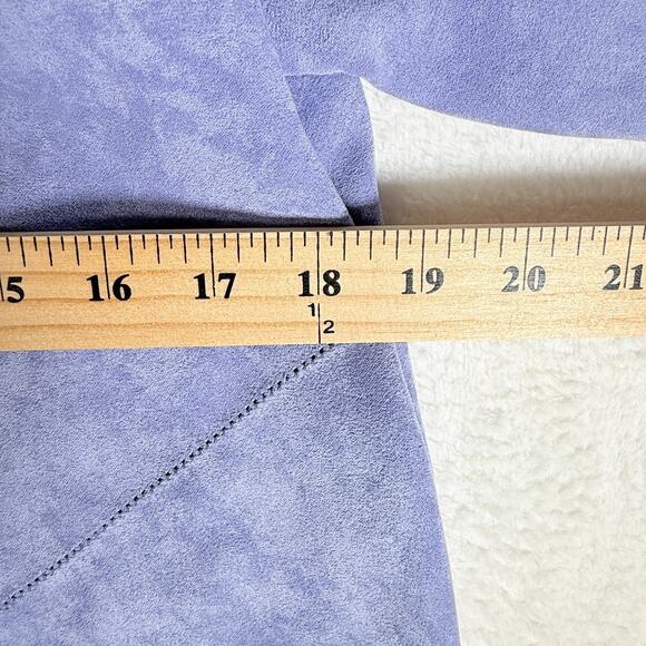 Relativity Faux Suede Women's Purple Button Up Long Sleeve PM Petite Medium Y2k - Picture 3 of 6